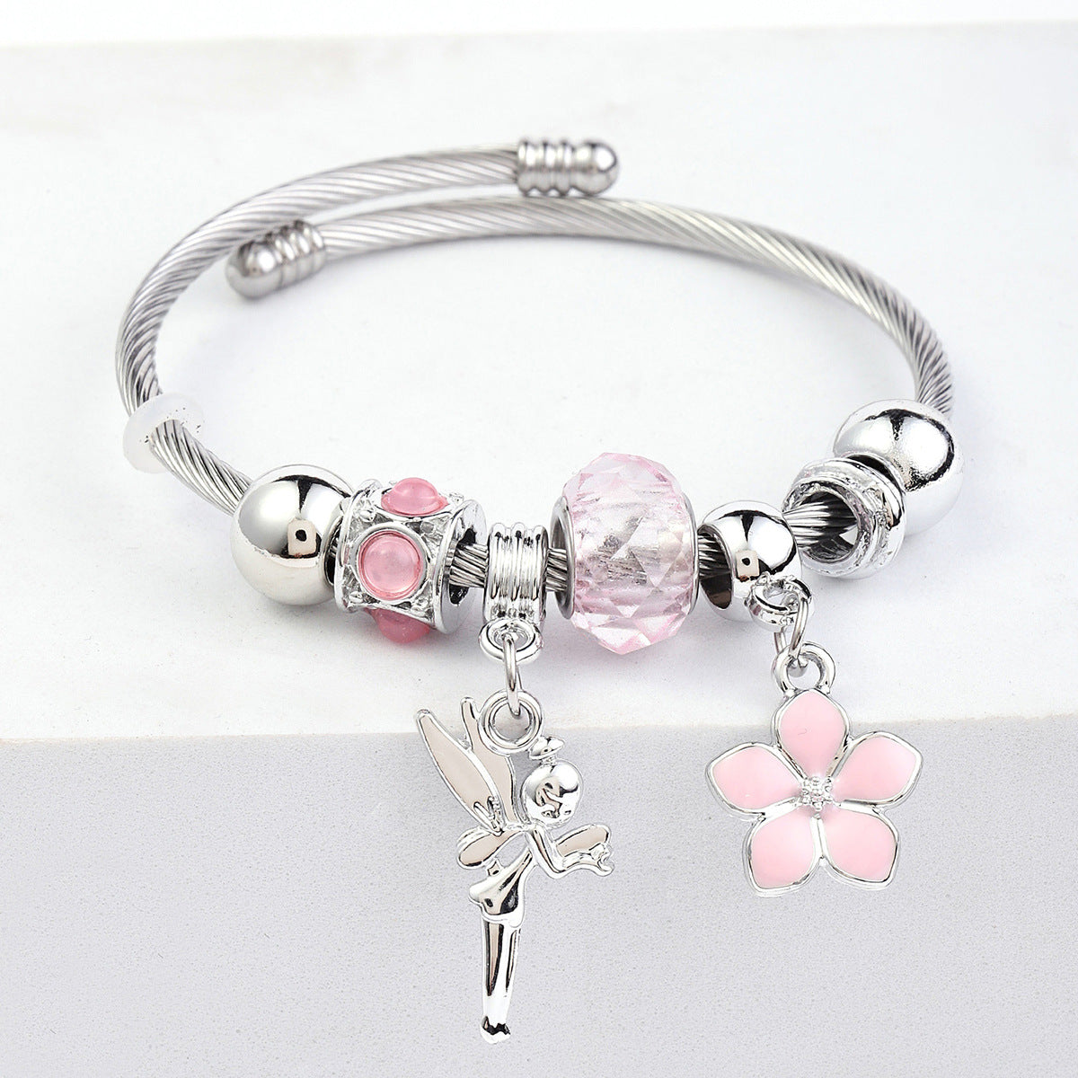 Wholesale Beaded Stainless Steel Butterfly Bracelet